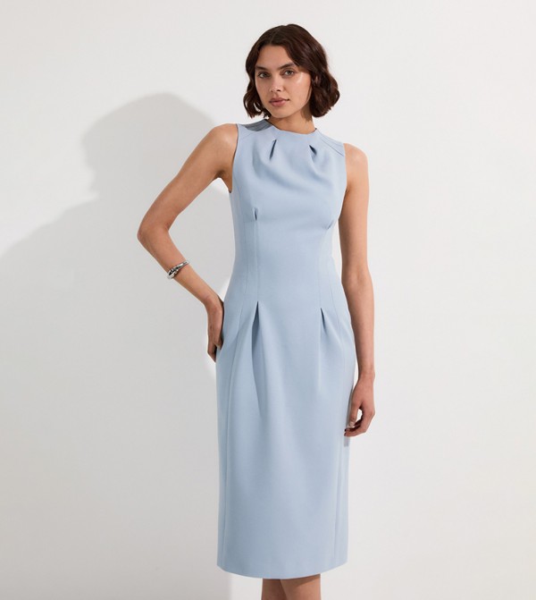 Tall Crepe Sleeveless Tailored Pencil Midi Dress
