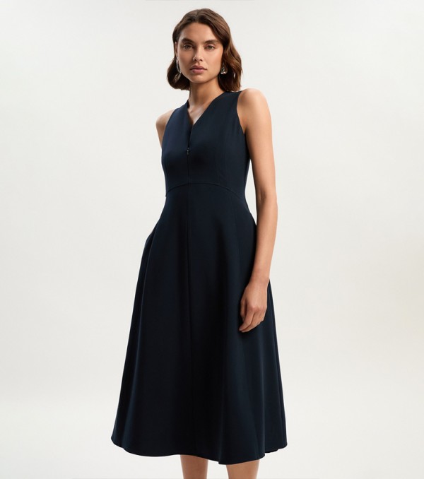 Tailored Sleeveless Midi Dress