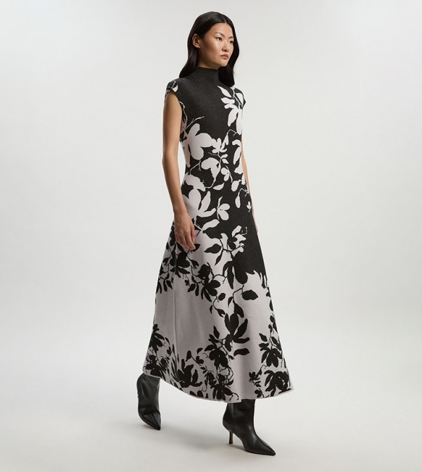 فستان ميداكسي محبوك جاكارد 