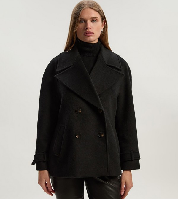 Tailored Brushed Wool Double Breasted Peacoat
