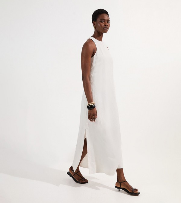 Viscose Linen Woven Column Dress