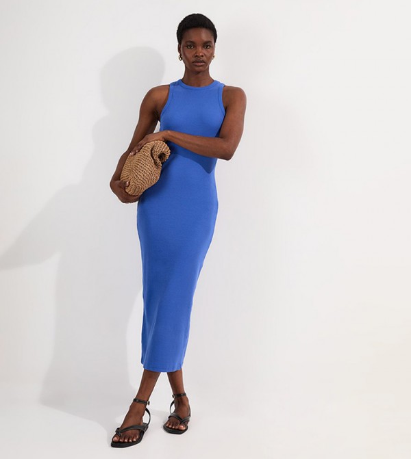 Compact Jersey Ribbed Sleeveless Maxi Dress