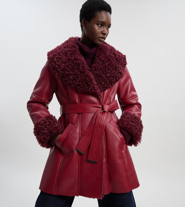 جاكيت طويل فرو صناعي 