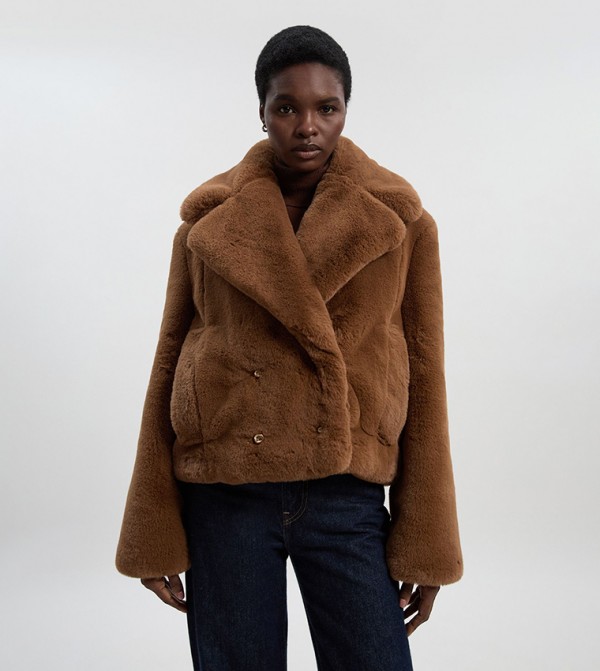 جاكيت فرو صناعي كم طويل