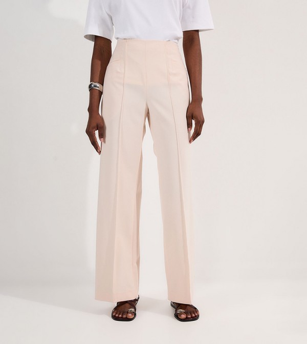 Compact Stretch Pocket Detail Wide Leg Trousers
