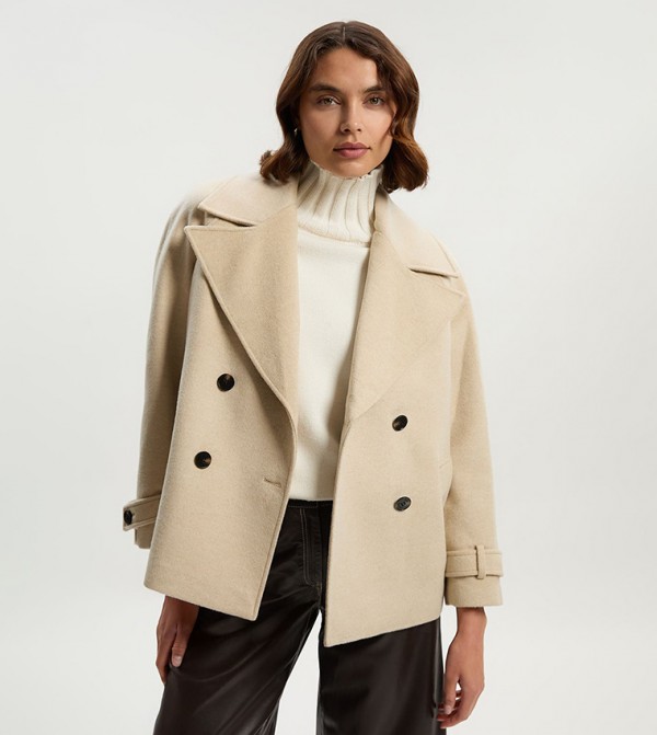 Brushed Wool Double Breasted Coat