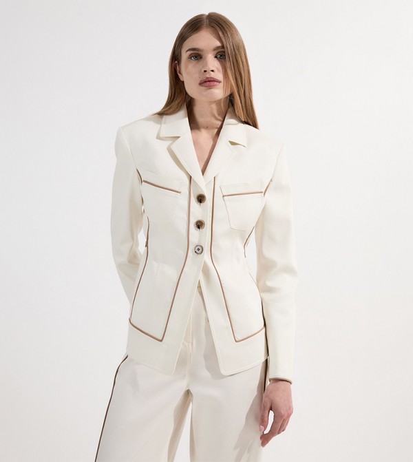 Belted Single Breasted Denim Blazer