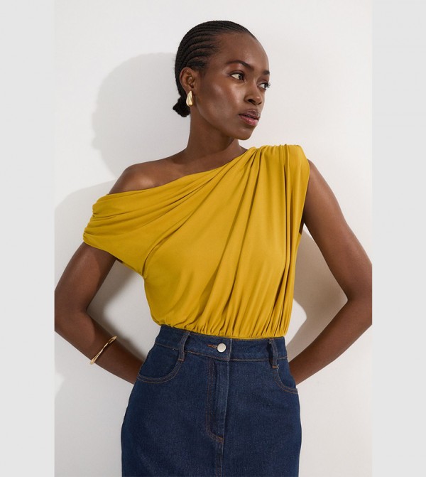 Jersey Crepe Asymmetric Bodysuit
