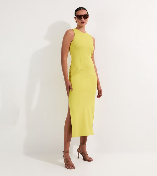 Ponte Crew Neck Maxi Dress