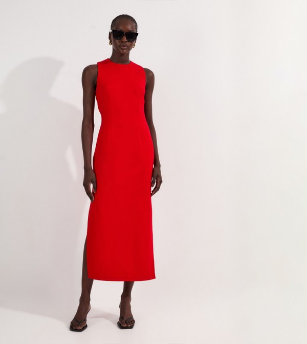 Ponte Crew Neck Midi Dress