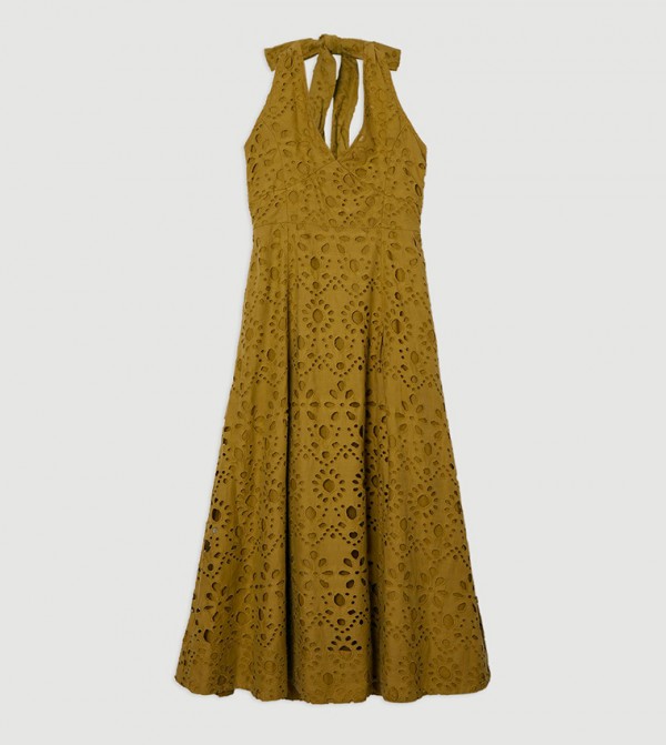 Broderie Halterneck Maxi Dress