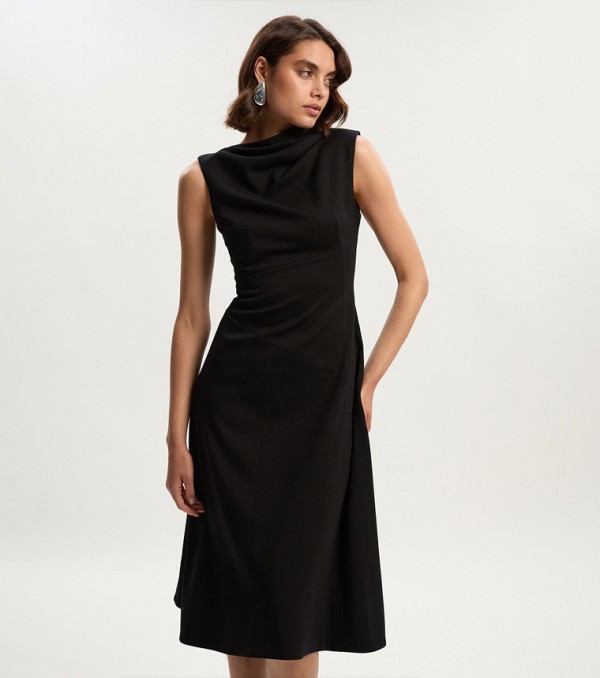 Premium Ponte Sleeveless Tailored Midi Dress