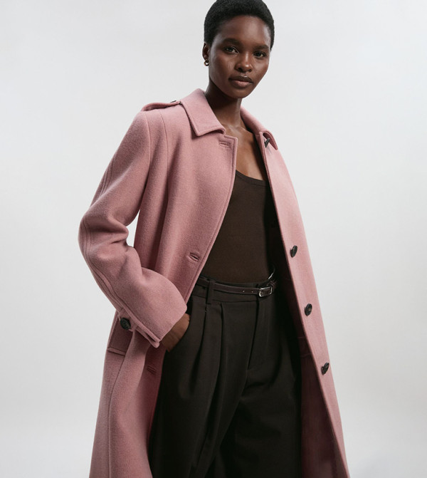 Wool Oversized Single Breasted Tailored Midi Coat