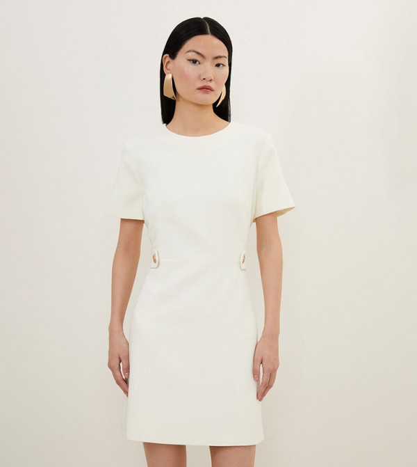 Petite Compact Stretch Tab Detail Mini Dress