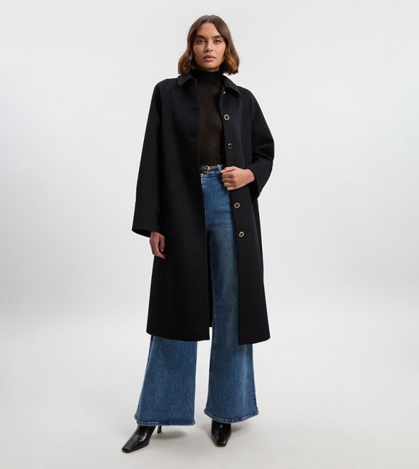 Brushed Wool Collared Coat