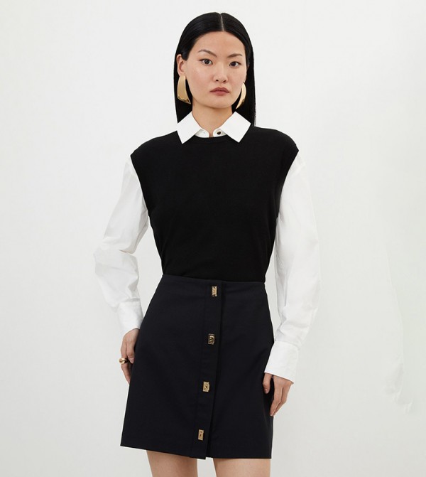 Tall Techno Woven Skirt with Gold Clasp