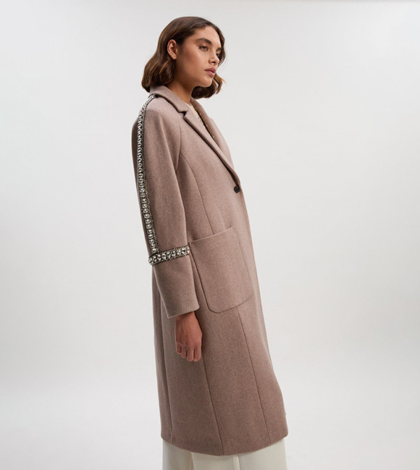 Wool Embellished Oversized Coat
