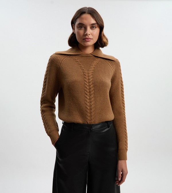 Cable Stitch Fly Collar Jumper