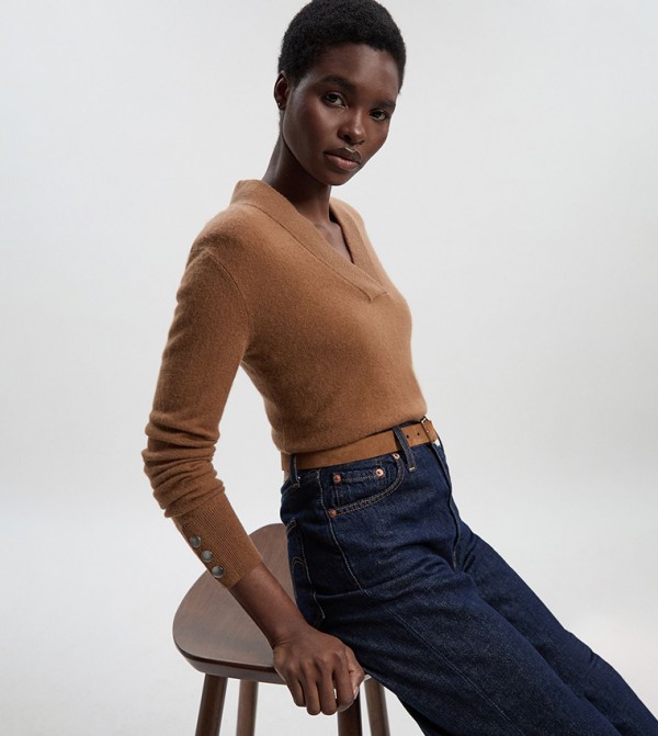 Cashmere V-Neck Knitted Sweater