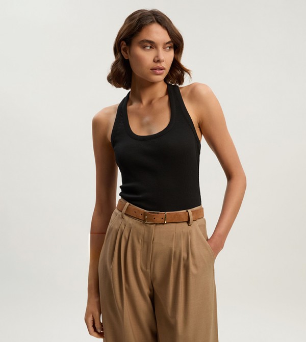 Ribbed Compact Jersey Sleeveless Top