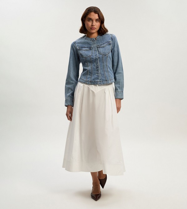 Washed Long Sleeves Western Denim Shirt