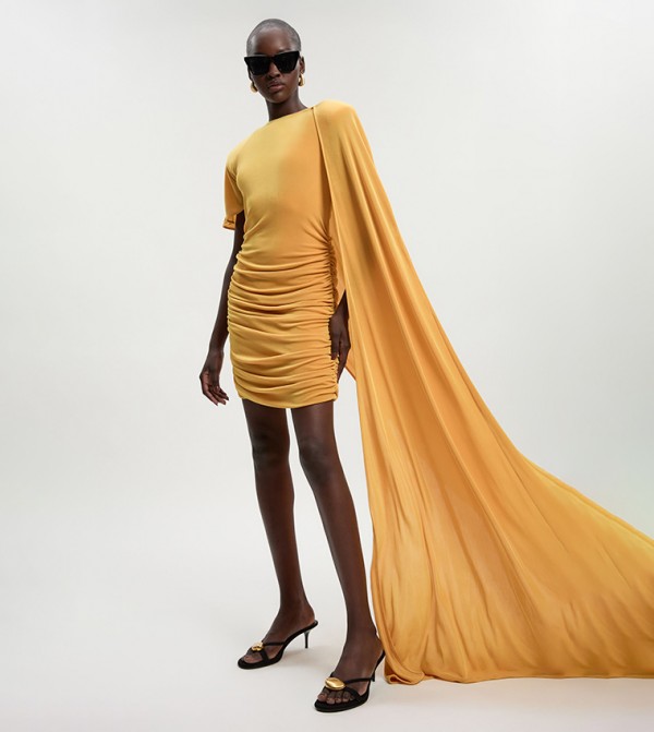 Premium Slinky Crepe Scarf Detail Mini Dress