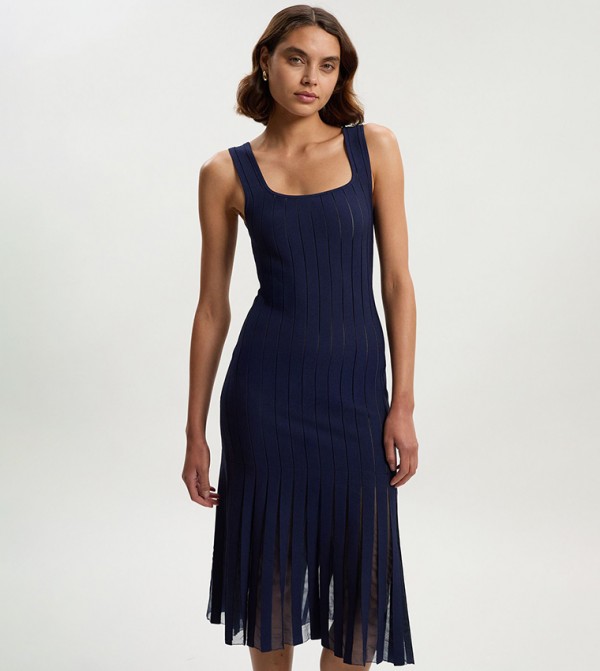 Tall Compact Stretch Square Neck Knitted Flippy Dress