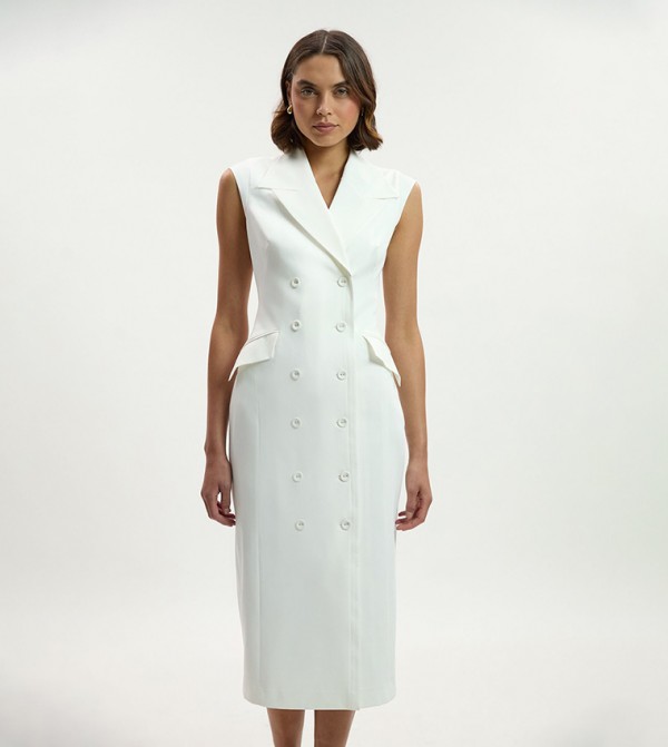 فستان ميدي بلا كم للمقاسات الطويلة 