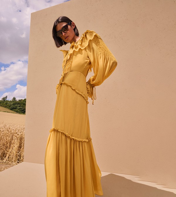 Georgette Ruffle Maxi Dress