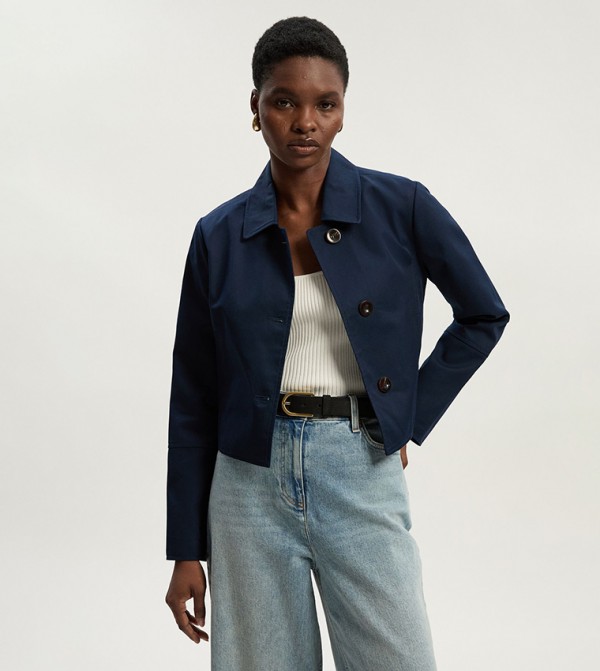 Cotton Button Tailored Jacket