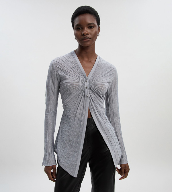Sparkle Metallic Knitted Fitted Cardigan