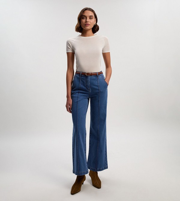 Seam Detail Straight Fit Jeans