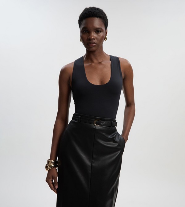 Solid Contour Jersey Racer Back Bodysuit