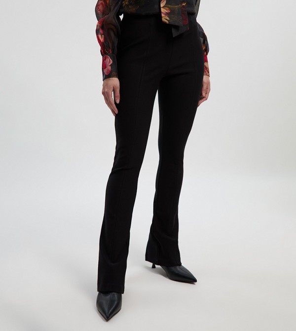 Petite Ponte High Waist Slit Detail Trousers