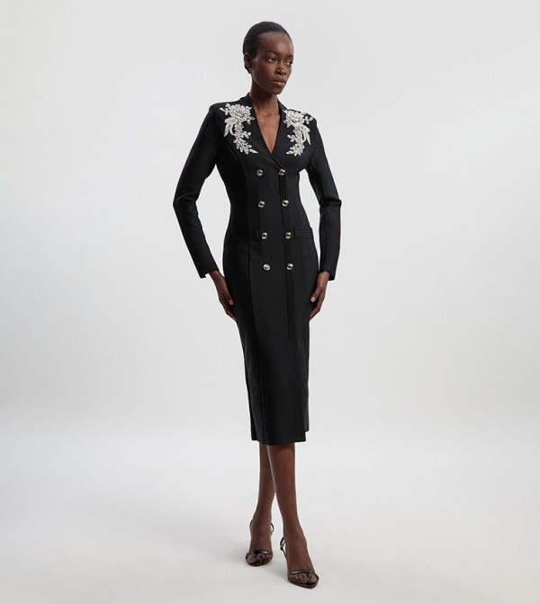 Bandage Form Fitting Embellished Midi Dress