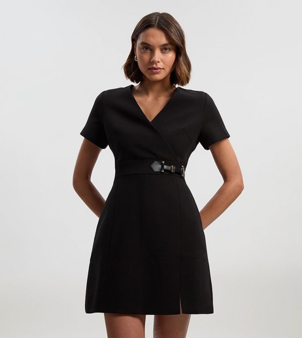 Tall Solid Belt Detail Mini Dress