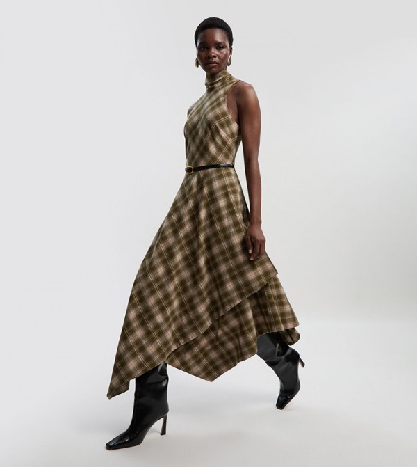 فستان ميدي كاروهات بحزام