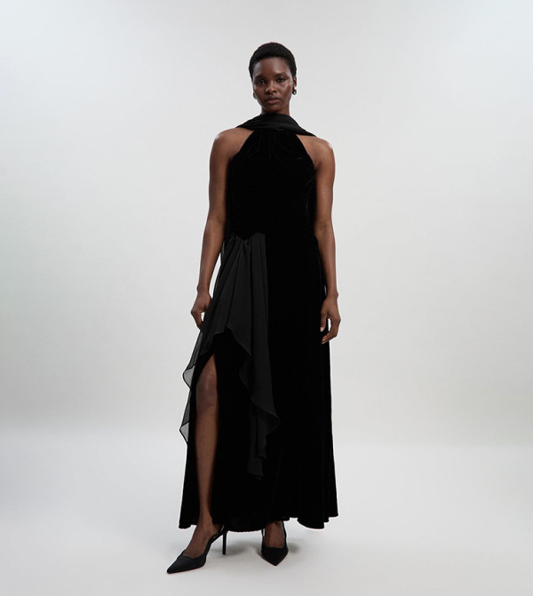 Velvet Cross Front Maxi Dress