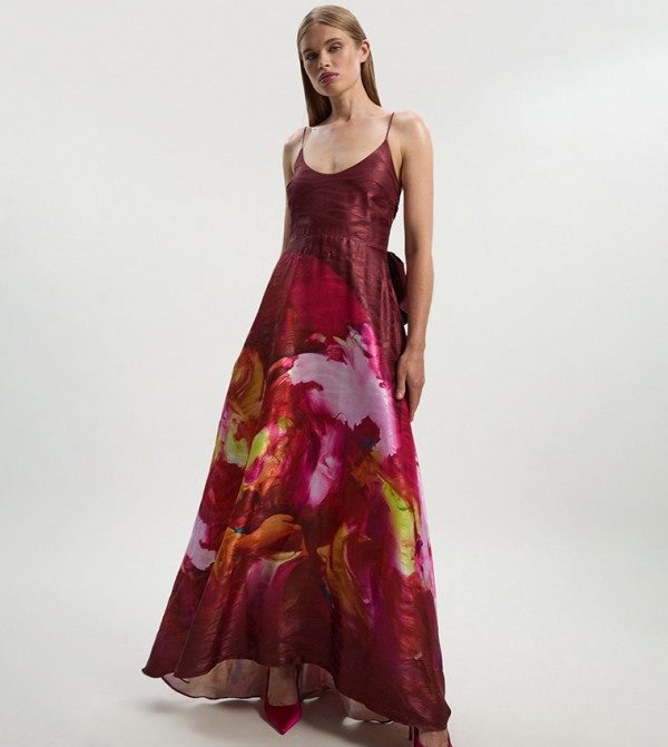 Petite Lily Macrae - Textured Strappy Woven Prom Dress