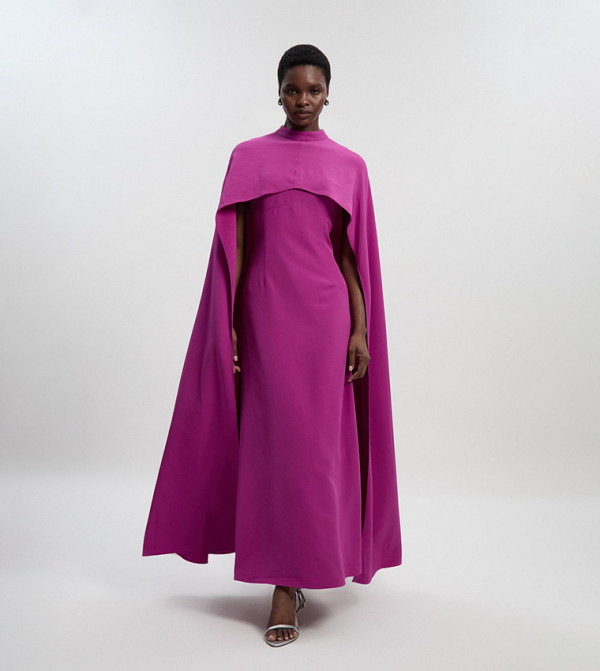 Tailored Cape Detail Maxi Dress