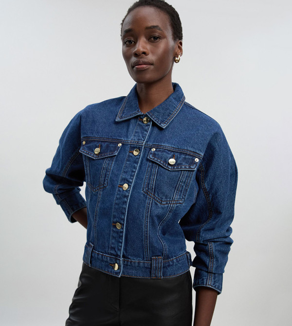 Long Sleeves Denim Crop Jacket