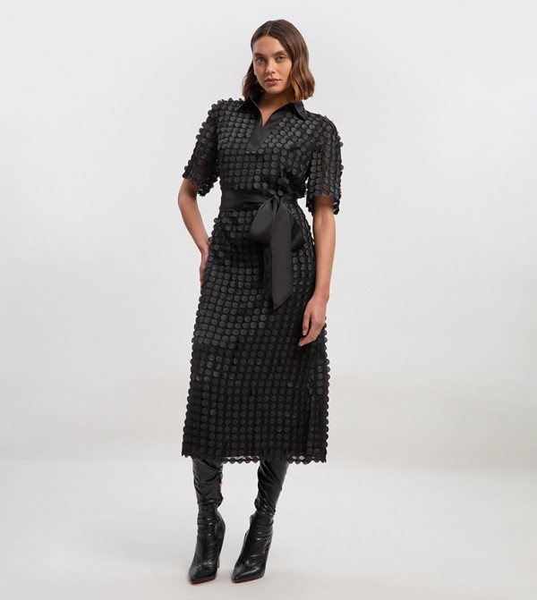 فستان ميدي بقبة ساتان 