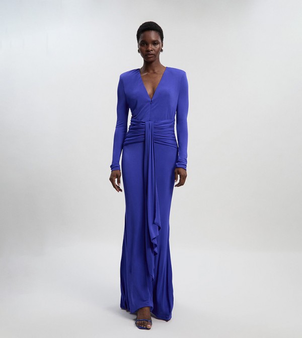 Petite Premium Stretch Crepe Jersey V-Neck Maxi Dress