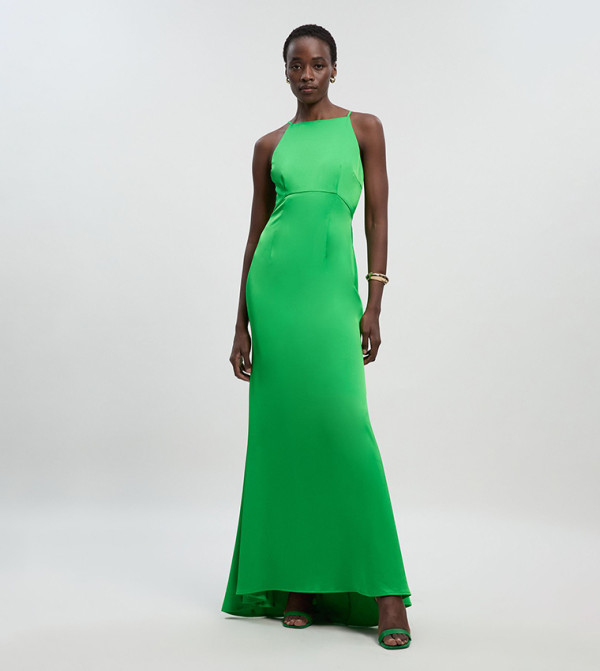 Satin Back Crepe Column Woven Maxi Dress