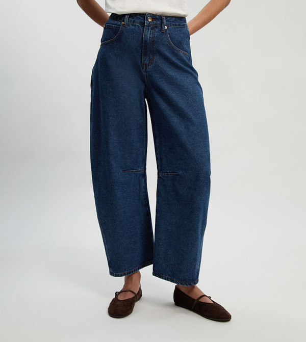 Washed Barrel Fit Jeans