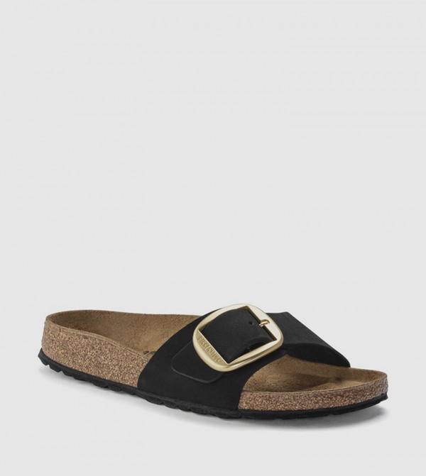 Madrid Big Buckle Nubuck Leather Black