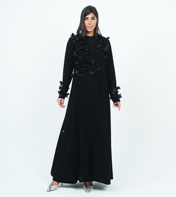 Floral Appliqued Long Sleeves Abaya