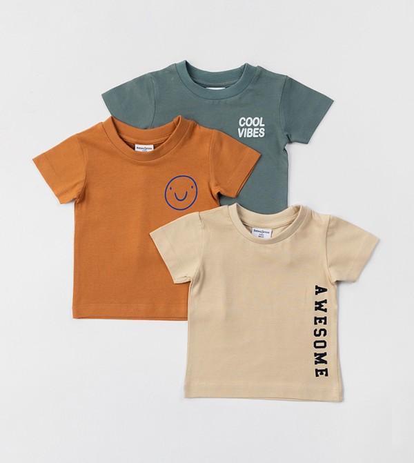 Pack of 3 Printed Short Sleeves T-Shirts