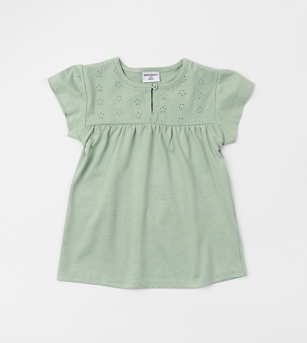 Embroidered Short Sleeves A-Line Dress