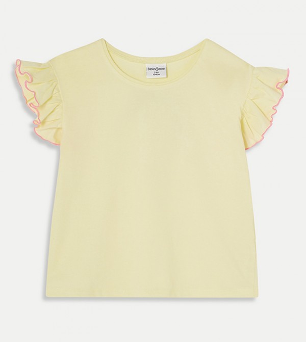 Solid Ruffle Sleeves T-Shirt